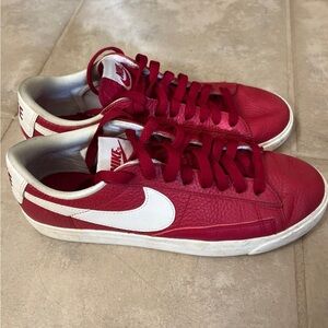 Red Leather Nike low size 8